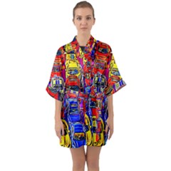 Colorful Toy Racing Cars Quarter Sleeve Kimono Robe by FunnyCow