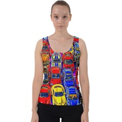 Colorful Toy Racing Cars Velvet Tank Top