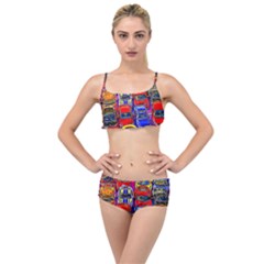 Colorful Toy Racing Cars Layered Top Bikini Set