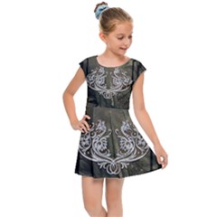 Wonderful Decorative Dragon On Vintage Background Kids Cap Sleeve Dress