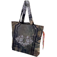 Wonderful Decorative Dragon On Vintage Background Drawstring Tote Bag