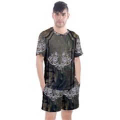 Wonderful Decorative Dragon On Vintage Background Men s Mesh Tee And Shorts Set