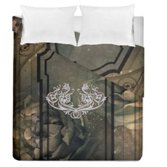 Wonderful Decorative Dragon On Vintage Background Duvet Cover Double Side (queen Size) by FantasyWorld7