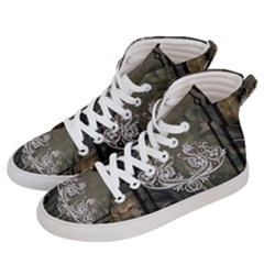 Wonderful Decorative Dragon On Vintage Background Women s Hi-top Skate Sneakers by FantasyWorld7