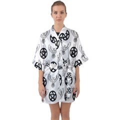 Owls And Pentacles Quarter Sleeve Kimono Robe by IIPhotographyAndDesigns