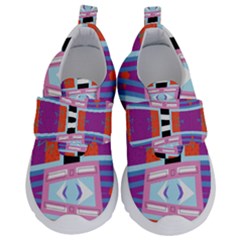 Mirrored Distorted Shapes                           Kids  Velcro Strap Shoes