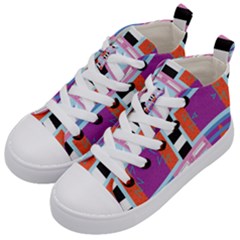 Mirrored Distorted Shapes                            Kid s Mid-top Canvas Sneakers by LalyLauraFLM