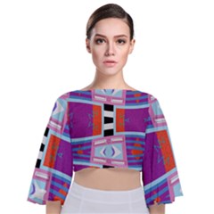 Mirrored Distorted Shapes                             Tie Back Butterfly Sleeve Chiffon Top by LalyLauraFLM