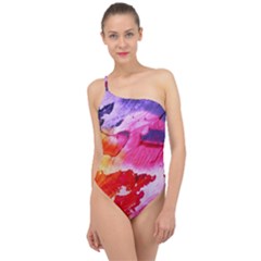 Red Purple Paint                                    Classic One Shoulder Swimsuit