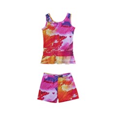 Red Purple Paint                               Kid s Boyleg Swimsuit