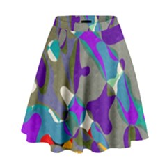 Blue Purple Shapes                                        High Waist Skirt by LalyLauraFLM