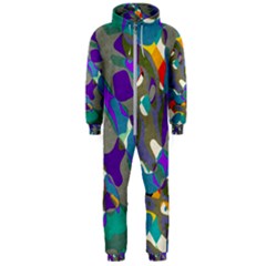 Blue Purple Shapes                                      Hooded Jumpsuit (men) by LalyLauraFLM