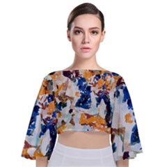 Paint On A White Background                                Tie Back Butterfly Sleeve Chiffon Top