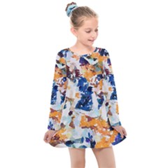 Paint On A White Background                                      Kids  Long Sleeve Dress