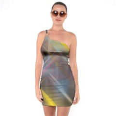 Fractals Stripes                                One Shoulder Ring Trim Bodycon Dress by LalyLauraFLM