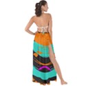 Blue orange black waves                                       Maxi Chiffon Tie-Up Sarong View2