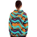 Blue orange black waves                                         Women s Zipper Hoodie View2