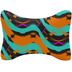 Blue Orange Black Waves                                    Seat Head Rest Cushion