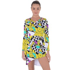 Shapes On A Yellow Background                                           Asymmetric Cut-out Shift Dress by LalyLauraFLM