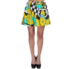 Shapes On A Yellow Background                                         Skater Skirt by LalyLauraFLM