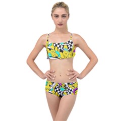 Shapes On A Yellow Background                                       Layered Top Bikini Set