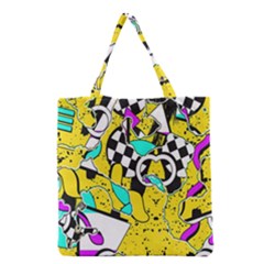 Shapes On A Yellow Background                                         Grocery Tote Bag by LalyLauraFLM