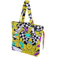 Shapes On A Yellow Background                                  Drawstring Tote Bag