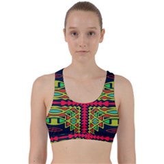 Distorted Shapes On A Blue Background                                          Back Weave Sports Bra by LalyLauraFLM