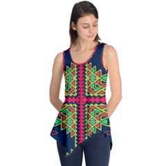 Distorted shapes on a blue background                                       Sleeveless Tunic