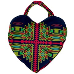 Distorted Shapes On A Blue Background                                  Giant Heart Shaped Tote by LalyLauraFLM