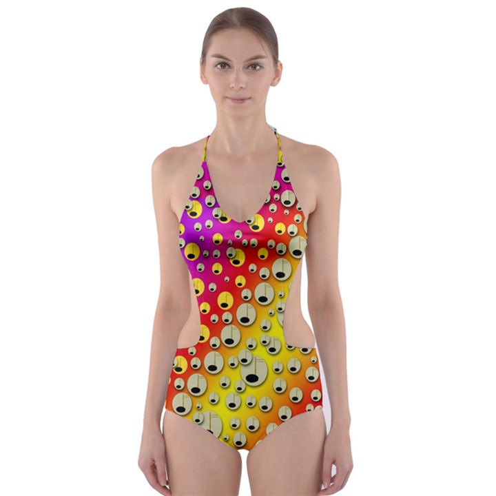 Festive Music Tribute In Rainbows Cut-Out One Piece Swimsuit