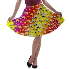 Festive Music Tribute In Rainbows A-line Skater Skirt