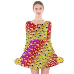 Festive Music Tribute In Rainbows Long Sleeve Velvet Skater Dress by pepitasart