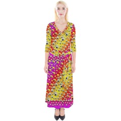 Festive Music Tribute In Rainbows Quarter Sleeve Wrap Maxi Dress