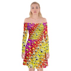 Festive Music Tribute In Rainbows Off Shoulder Skater Dress