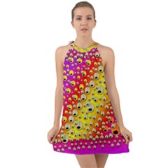 Festive Music Tribute In Rainbows Halter Tie Back Chiffon Dress by pepitasart