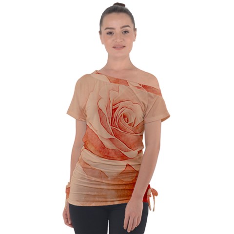 Wonderful Rose In Soft Colors Tie-up Tee by FantasyWorld7