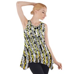 Bright Gold Black And White Waves Created By Flipstylez Designs Side Drop Tank Tunic by flipstylezfashionsLLC