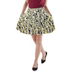 Bright Gold Black And White Waves Created By Flipstylez Designs A-line Pocket Skirt by flipstylezfashionsLLC