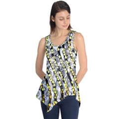 Bright Gold Black And White Waves Created By Flipstylez Designs Sleeveless Tunic by flipstylezfashionsLLC