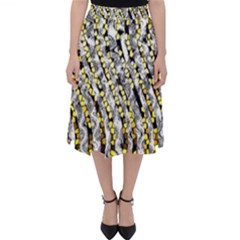 Bright Gold Black And White Waves Created By Flipstylez Designs Folding Skater Skirt by flipstylezfashionsLLC