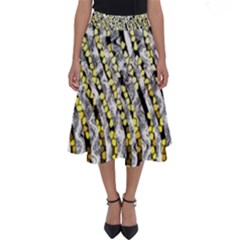 Bright Gold Black And White Waves Created By Flipstylez Designs Perfect Length Midi Skirt by flipstylezfashionsLLC