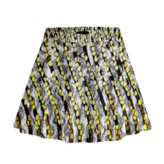 Bright Gold Black And White Waves Created By Flipstylez Designs Mini Flare Skirt by flipstylezfashionsLLC