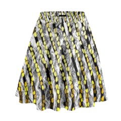 Bright Gold Black And White Waves Created By Flipstylez Designs High Waist Skirt by flipstylezfashionsLLC