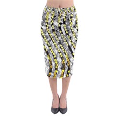 Bright Gold Black And White Waves Created By Flipstylez Designs Midi Pencil Skirt by flipstylezfashionsLLC