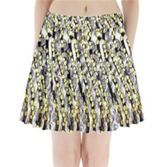 Bright Gold Black And White Waves Created By Flipstylez Designs Pleated Mini Skirt by flipstylezfashionsLLC