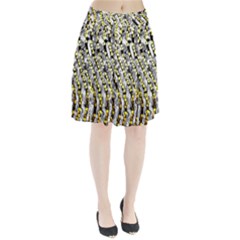 Bright Gold Black And White Waves Created By Flipstylez Designs Pleated Skirt by flipstylezfashionsLLC