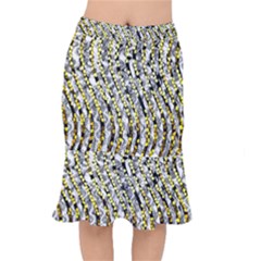 Bright Gold Black And White Waves Created By Flipstylez Designs Mermaid Skirt by flipstylezfashionsLLC