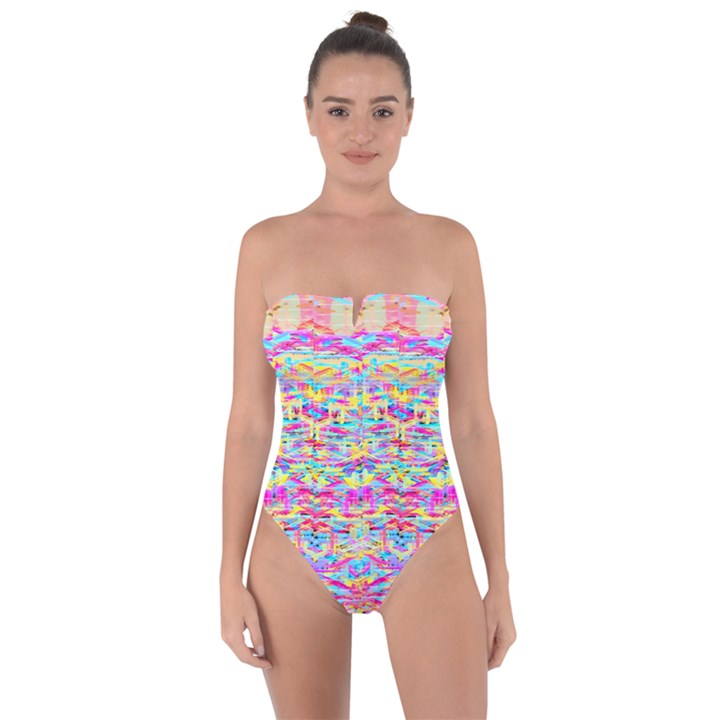 beautiful Bright tropical watercolors created by FlipStylez Designs Tie Back One Piece Swimsuit