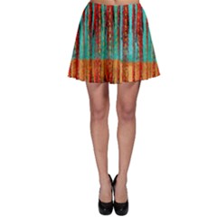 Stretched Exotic Blue Green Red And Orange Design Created By Flipstylez Designs Skater Skirt by flipstylezfashionsLLC